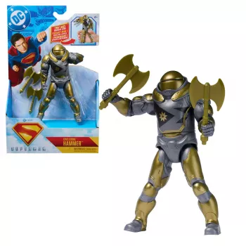 Veiksmo figūrėlė Superman Hammer of Boravia 6 colių, kino stiliaus, su 2 priedais, auksinė/pilka