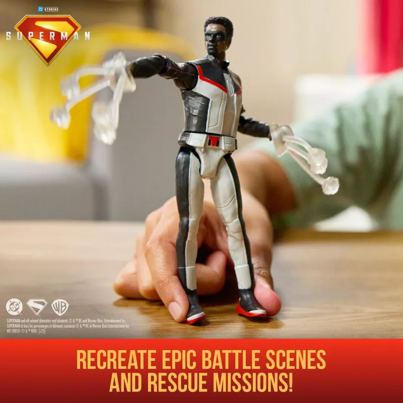 DC Comics SUPERMAN Mr. Terrific Epic Strike veiksmo figūrėlė, 15 cm, autentiškas filmo stilius, 2 aksesuarai, vaikams nuo 4 metų