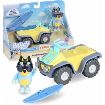 Moose Toys Bluey S9 Figūrėlė ir transporto priemonė Paplūdimio keturratis su Banditu