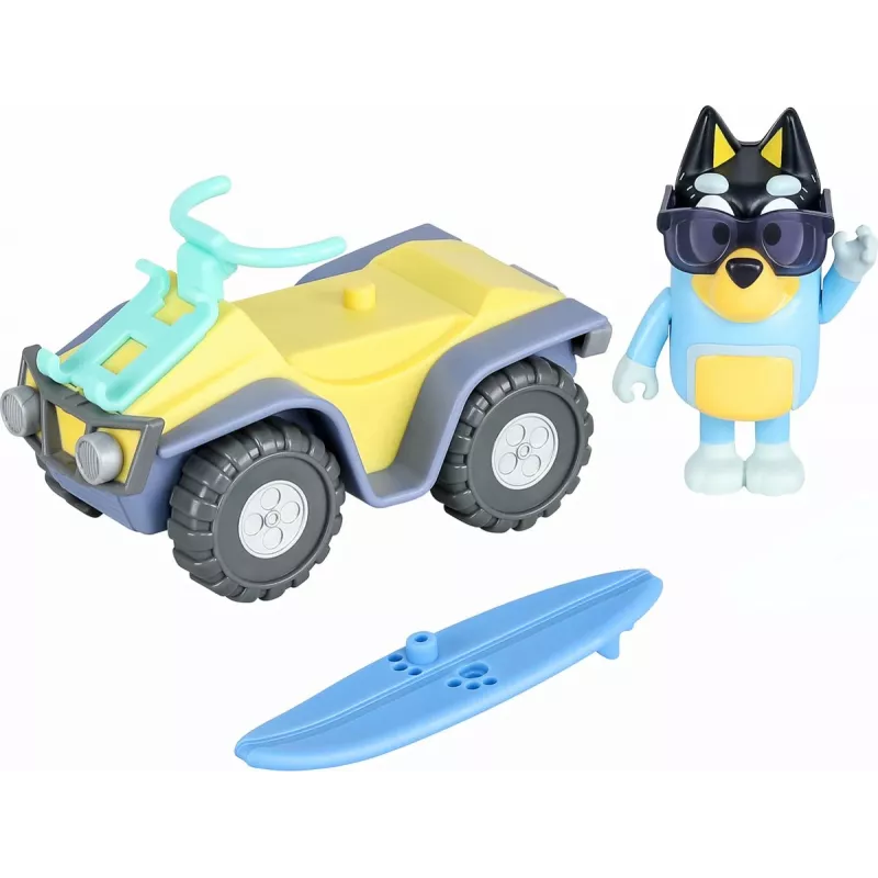 Moose Toys Bluey S9 Figūrėlė ir transporto priemonė Paplūdimio keturratis su Banditu