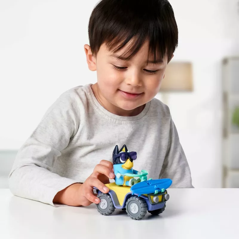 Moose Toys Bluey S9 Figūrėlė ir transporto priemonė Paplūdimio keturratis su Banditu