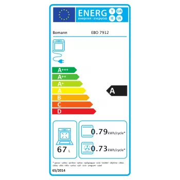 Įmontuojama elektrinė orkaitė BOMANN EBO 7912 — 67 L, 3650 W, jutiklinis valdymas, pirolizinis valymas, juoda