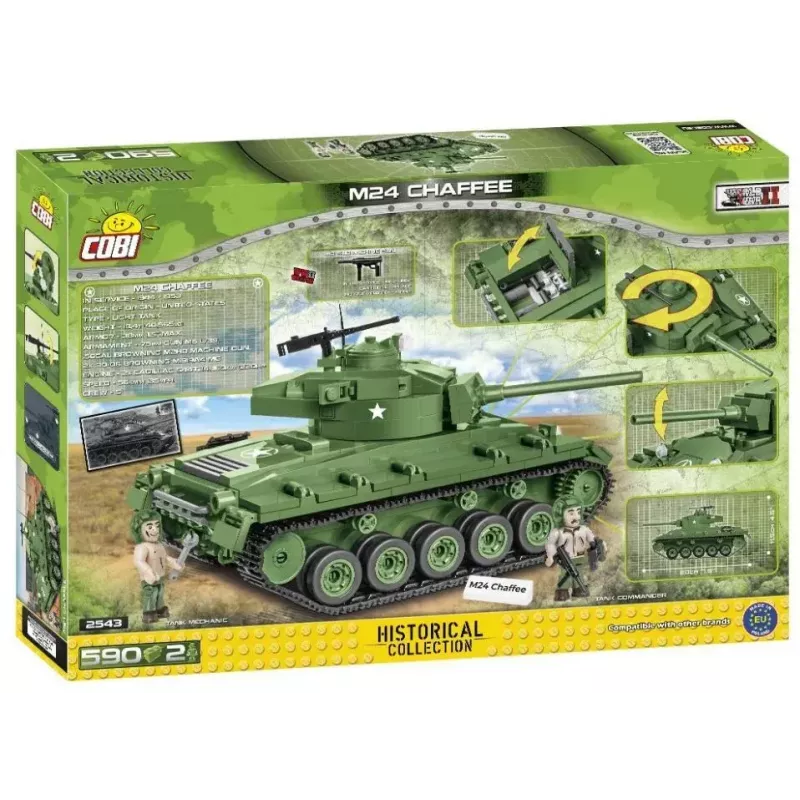 Konstrukciniai blokeliai tankas Cobi M24 Chaffee 1:35 mastelio modelis, Cobi-2543