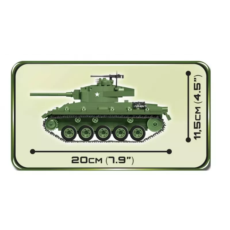 Konstrukciniai blokeliai tankas Cobi M24 Chaffee 1:35 mastelio modelis, Cobi-2543