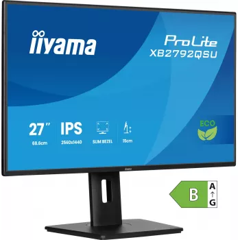 Monitorius IIYAMA ProLite XB2792QSU-B1 27 inch IPS QHD 2560×1440 3 ms 178° VESA reguliuojamo aukščio stovas USB 3.2 šakotuvas garsiakalbiai juoda B energijos klasė