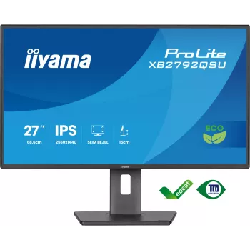 Monitorius IIYAMA ProLite XB2792QSU-B1 27 inch IPS QHD 2560×1440 3 ms 178° VESA reguliuojamo aukščio stovas USB 3.2 šakotuvas garsiakalbiai juoda B energijos klasė