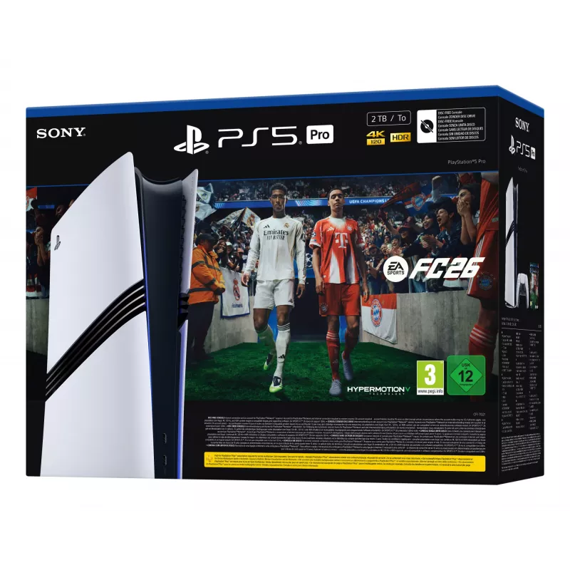 Sony PlayStation 5 Pro + EA Sports FC 26 komplektas 2 TB Wi-Fi juoda, balta