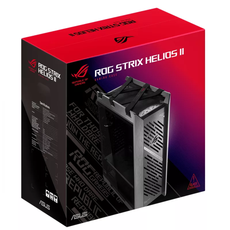 Korpusas ASUS ROG Strix Helios II Midi Tower — ATX/Midi Tower, grūdintas stiklas, 420 mm GPU, 3x140 mm priekiniai ventiliatoriai, USB-C