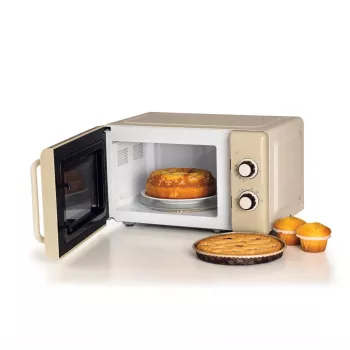 Ariete Vintage Line 3960 Vintage mikrobangų krosnelė, 800W, 20L, 3 funkcijos, 5 gaminimo lygiai, laikmatis, smėlio spalvos