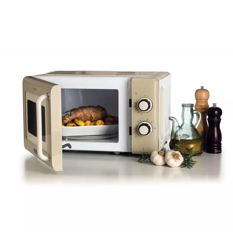 Ariete Vintage Line 3960 Vintage mikrobangų krosnelė, 800W, 20L, 3 funkcijos, 5 gaminimo lygiai, laikmatis, smėlio spalvos