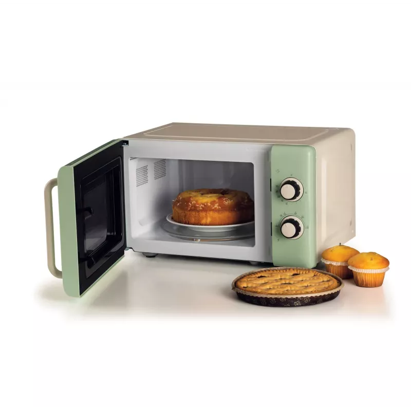 Ariete Vintage Line 3960 Retro mikrobangų krosnelė, 800 W, 20 l, 3 funkcijos, 5 gaminimo lygiai, laikmatis, žalia