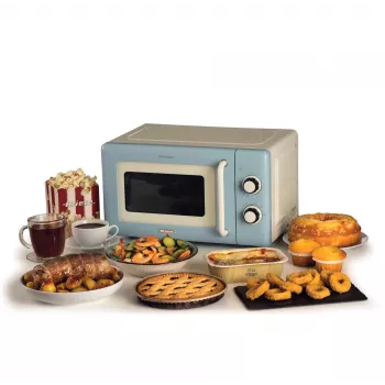 Ariete Vintage Line 3960 mikrobangų krosnelė, 800W, 20L, 3 funkcijos, 5 galingumo lygiai, laikmatis, mėlyna