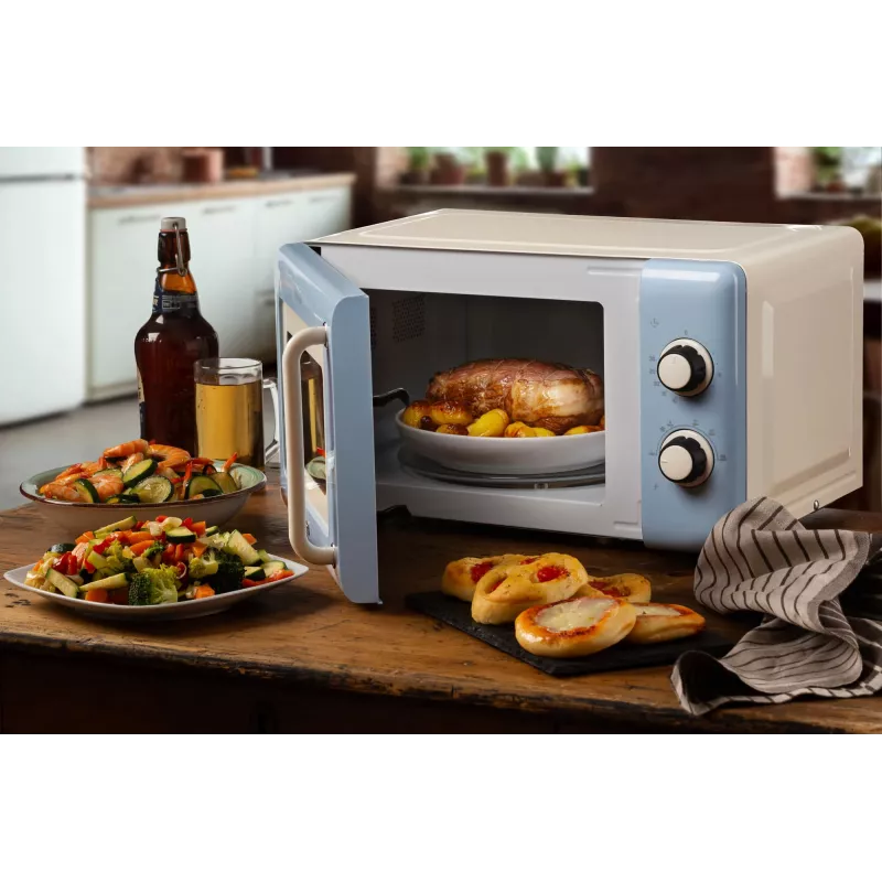 Ariete Vintage Line 3960 mikrobangų krosnelė, 800W, 20L, 3 funkcijos, 5 galingumo lygiai, laikmatis, mėlyna