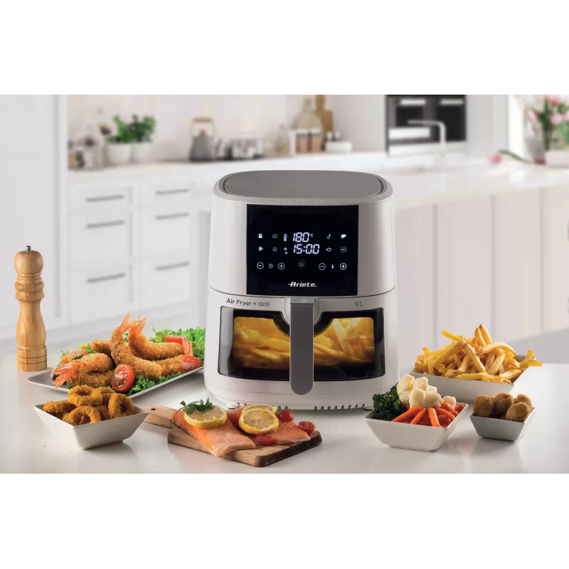 Ariete 4630 Oro gruzdintuvė 9L, 1300W, talpa 9L, kepimo talpa 2.5kg, 8 išankstinių programų, temperatūra iki 200°, permatomas krepšelis, balta