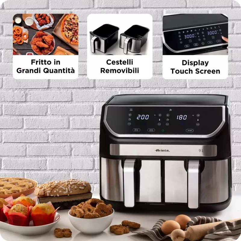 Karšto oro gruzdintuvė Ariete 4625/00 9 L 2100 W Juoda Sidabrinė