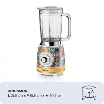 Ariete 583 Positano blenderis su 1,5 l stikliniu indu, 4 nerūdijančio plieno peiliukais, 4 greičiais + pulse, 1000 W