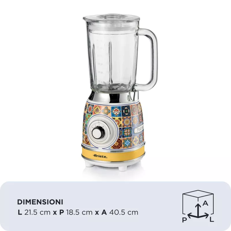 Ariete 583 Positano blenderis su 1,5 l stikliniu indu, 4 nerūdijančio plieno peiliukais, 4 greičiais + pulse, 1000 W