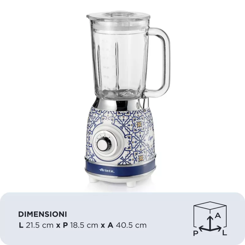 Ariete 583 Capri blenderis su 1,5 l stikliniu indu, 4 nerūdijančio plieno peiliais, 4 greičiais + pulsas, 1000 W