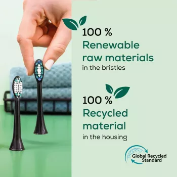 Pakuotė šepetėlių galvučių elektriniam dantų šepetėliui Beurer SC Premium Protection Plus Green Planet – juoda, 4 vnt.