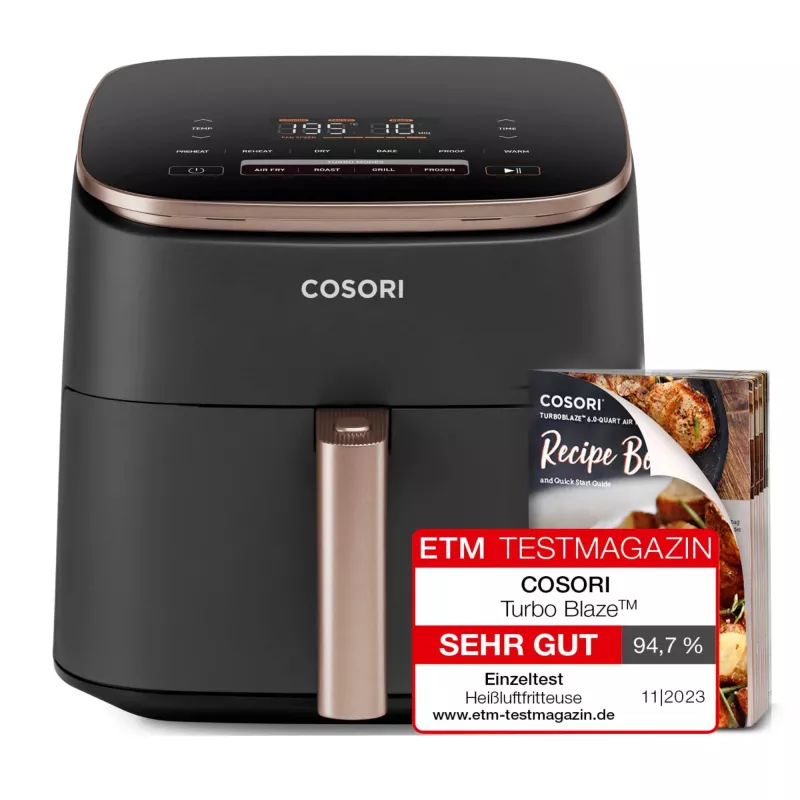 Cosori Turbo Blaze Chef Edition Single 6 L 1725 W Karšto oro gruzdintuvė Juoda, Rožinis auksas