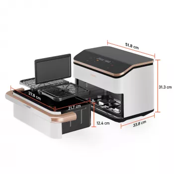 Cosori Dual Blaze Twinfry Chef Edition Dvigubas 10 L 2800 W Karšto oro gruzdintuvė Rožinis auksas, Balta