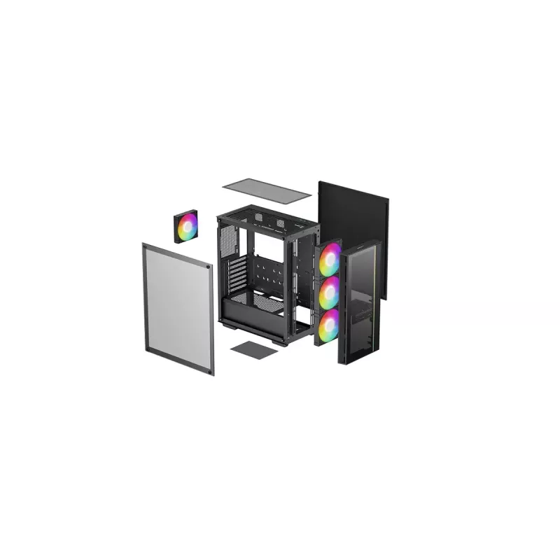 Korpusas DeepCool MATREXX55 V4 C Midi Tower Black — grūdintas stiklas, ATX/microATX, USB-C, max GPU 370 mm
