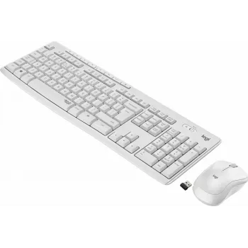 Logitech MK295 tyli belaidė klaviatūros ir pelės kombinacija, RF belaidis, QWERTY US International, balta