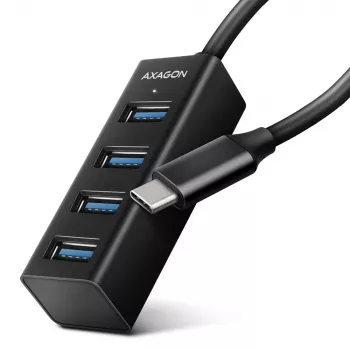 Axagon HUE-M1C 4x USB 3.2 Gen 1 MINI USB centras, metalinis, 20 cm USB-C laidas