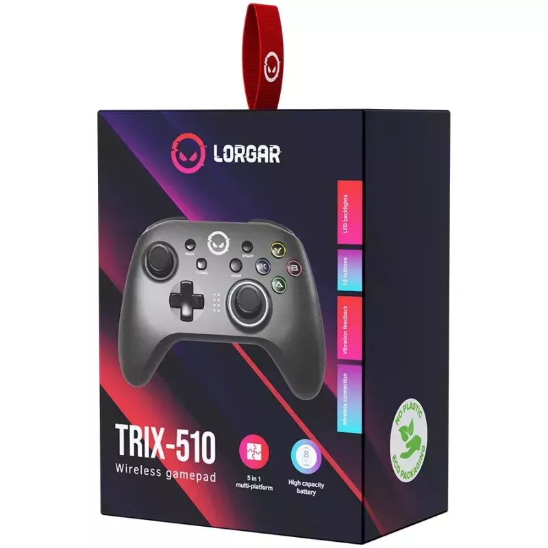 Žaidimų pultas Lorgar LRG-GP510 Juodas Belaidis Valdiklis, skirtas Nintendo Switch, PC, PlayStation 3