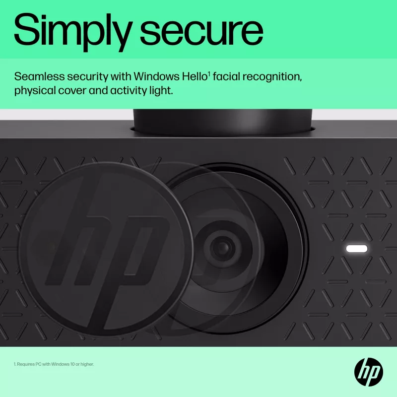HP 625 FHD Webcam, 4 MP, 1920 x 1080 pikseliai, Full HD, verslui, USB, juoda