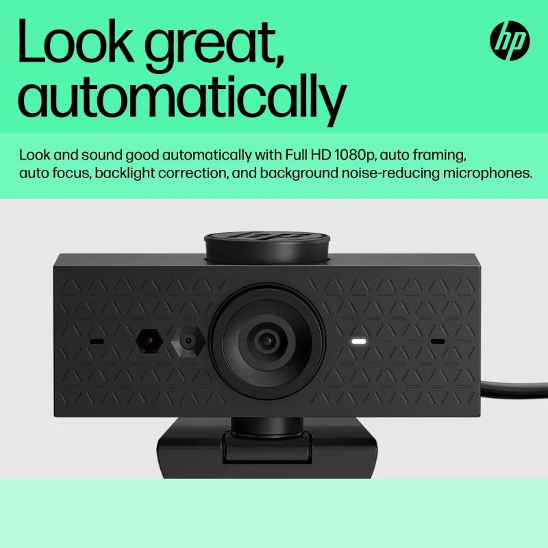 HP 625 FHD Webcam, 4 MP, 1920 x 1080 pikseliai, Full HD, verslui, USB, juoda