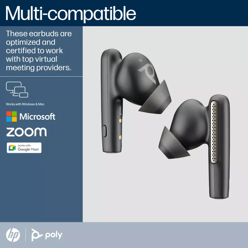 HP Poly Poly Voyager Free 60 UC anglies juodos spalvos belaidės ausinės + BT700 USB-A adapteris + pagrindinis įkrovimo dėklas