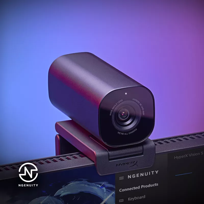 HyperX Vision S Webcam, juoda, 4K, 8 MP, Sony Starvis IMX415, USB, magnetinis privatumo dangtelis