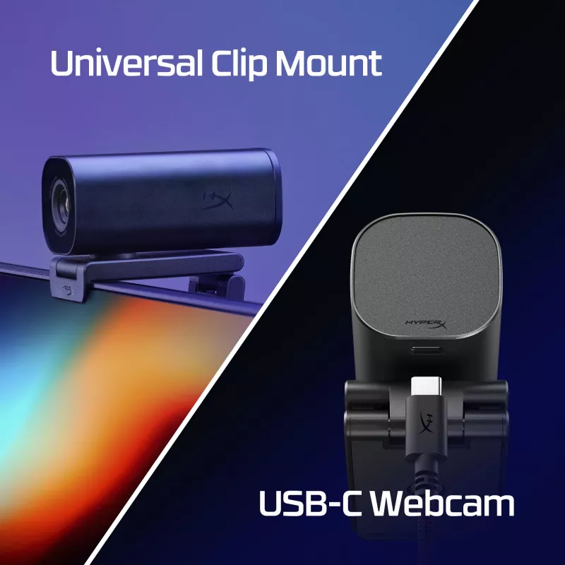 HyperX Vision S Webcam, juoda, 4K, 8 MP, Sony Starvis IMX415, USB, magnetinis privatumo dangtelis