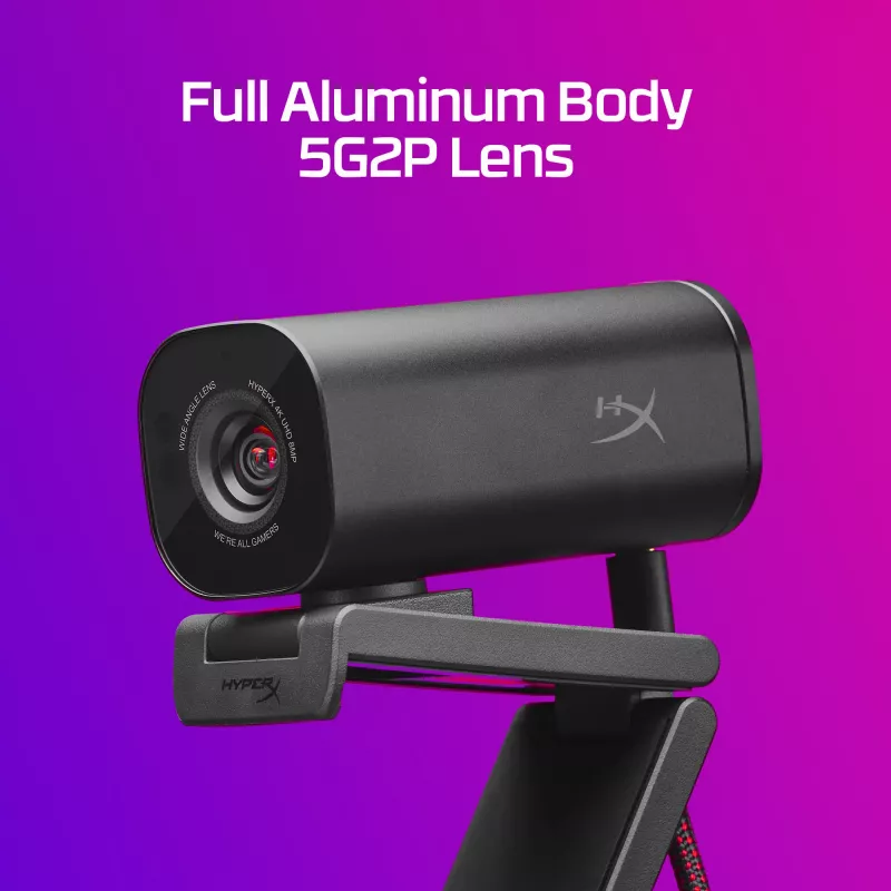 HyperX Vision S Webcam, juoda, 4K, 8 MP, Sony Starvis IMX415, USB, magnetinis privatumo dangtelis