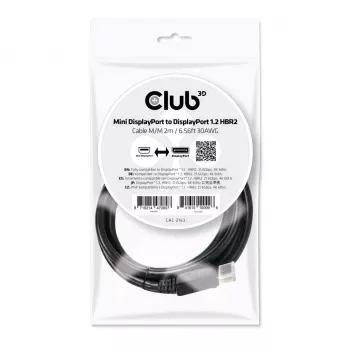 CLUB3D Mini DisplayPort į DisplayPort 1.2 laidas M/M 2m 4K60Hz