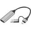 Sandberg HDMI fiksavimo jungtis prie USB-C/A, HDMI A tipo (standartinė), USB A tipo + USB C tipo, lizdas, kištukas, tiesus, tiesus