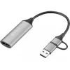 Sandberg HDMI fiksavimo jungtis prie USB-C/A, HDMI A tipo (standartinė), USB A tipo + USB C tipo, lizdas, kištukas, tiesus, tiesus