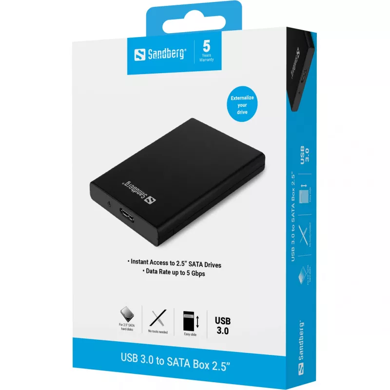 Išorinis HDD/SSD dėklas Sandberg USB 3.0 į SATA 2.5 inch
