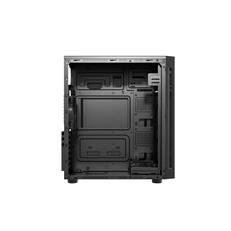 Korpusas GEMBIRD Fornax 160 Mini Tower juodas, SPCC, palaiko ITX/mATX/ATX, 1×3,5 colio + 3×2,5 colio vietos, 7 išplėtimo lizdai, 445×185×390 mm