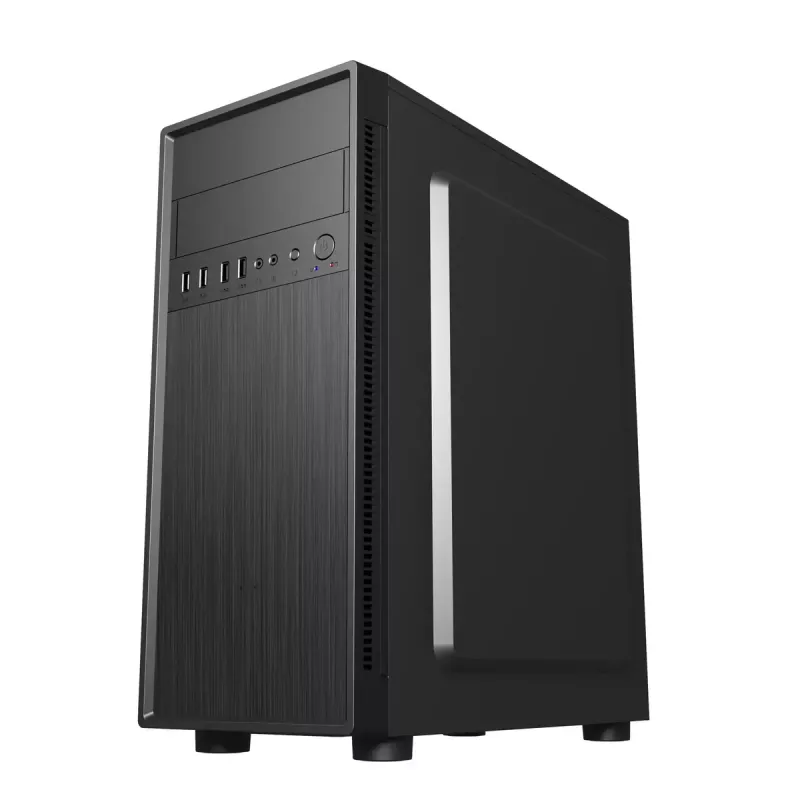 Korpusas GEMBIRD Fornax 160 Mini Tower juodas, SPCC, palaiko ITX/mATX/ATX, 1×3,5 colio + 3×2,5 colio vietos, 7 išplėtimo lizdai, 445×185×390 mm