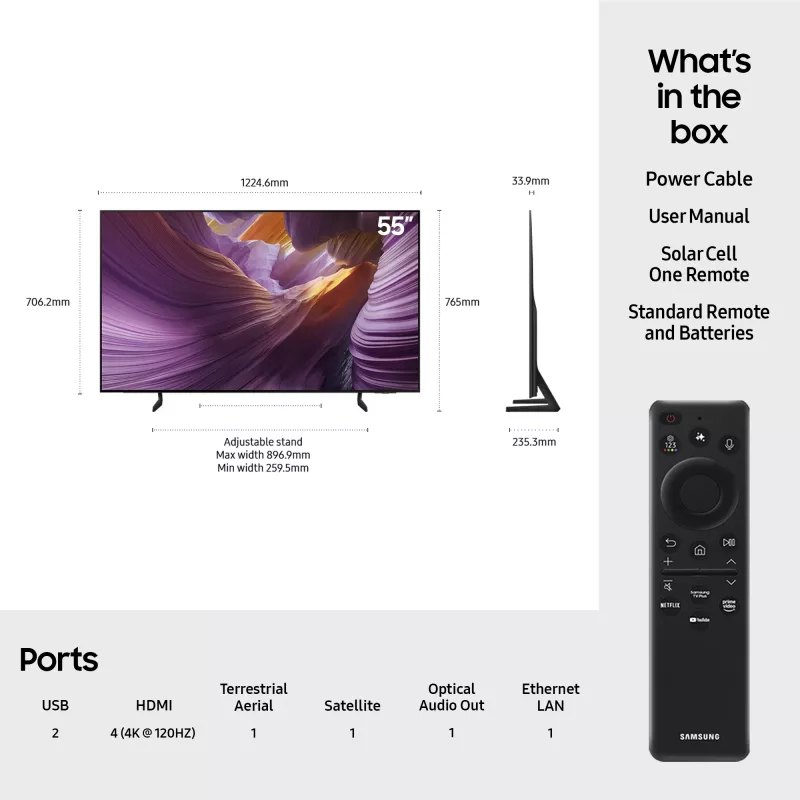 Samsung QE55S85FAUXXH televizorius 139,7 cm (55 col.) 4K Ultra HD Smart TV Wi-Fi Juodas