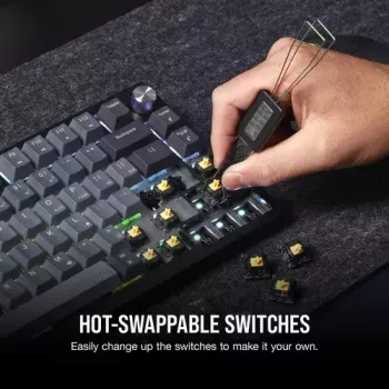 Mechaninė žaidimų klaviatūra Corsair K65 PLUS WIRELESS RGB Wireless USB Juoda