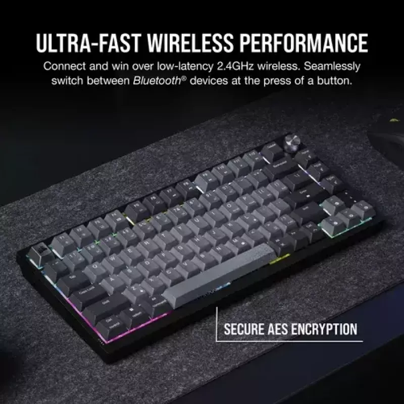 Mechaninė žaidimų klaviatūra Corsair K65 PLUS WIRELESS RGB Wireless USB Juoda