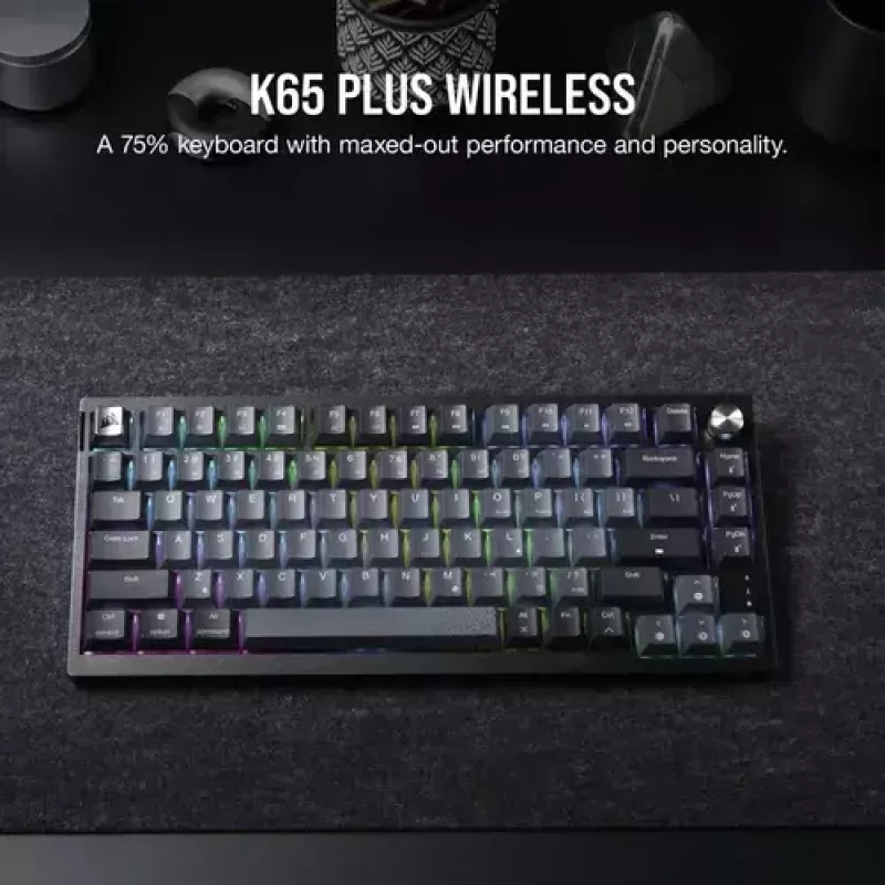 Mechaninė žaidimų klaviatūra Corsair K65 PLUS WIRELESS RGB Wireless USB Juoda