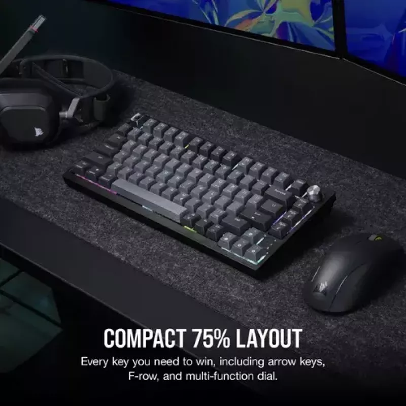 Mechaninė žaidimų klaviatūra Corsair K65 PLUS WIRELESS RGB Wireless USB Juoda