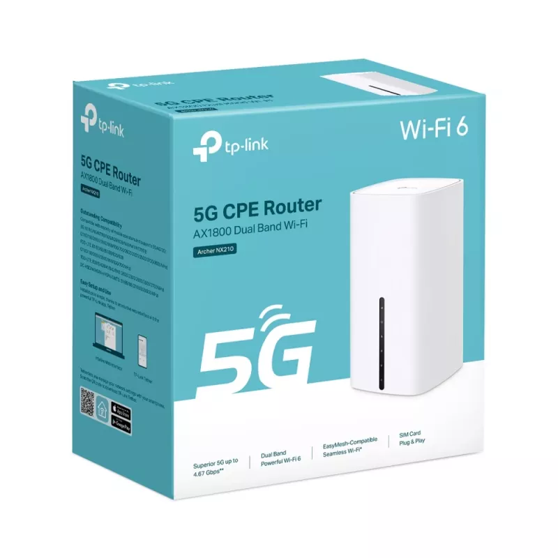 TP-Link Archer NX210 belaidis maršrutizatorius Gigabit Ethernet dviejų juostų (2,4 GHz / 5 GHz) 5G baltas