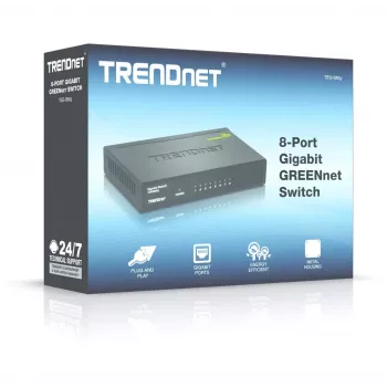 Nevaldomas jungiklis Trendnet GREENnet TEG-S82G, 8× Gigabit Ethernet