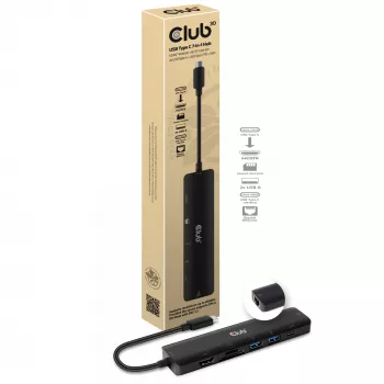 CLUB3D USB Type C 7-in-1 Hub HDMI 4K60Hz SD/TF kortelių lizdai 2x USB Type A USB Type C PD RJ45 suderinamas su Thunderbolt 3