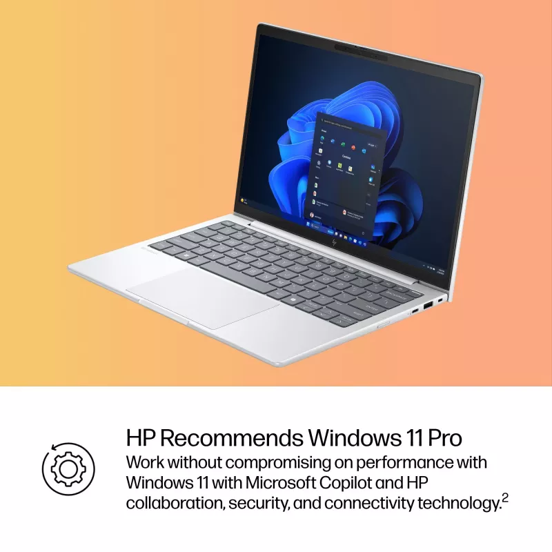 HP EliteBook 8 G1i AI Intel Core Ultra 5 225U nešiojamas kompiuteris 33,8 cm (13,3 colio) WUXGA 16 GB LPDDR5x-SDRAM „Wi-Fi 7“ (802.11be) „Windows 11 Pro“ AI asmeninis kompiuteris